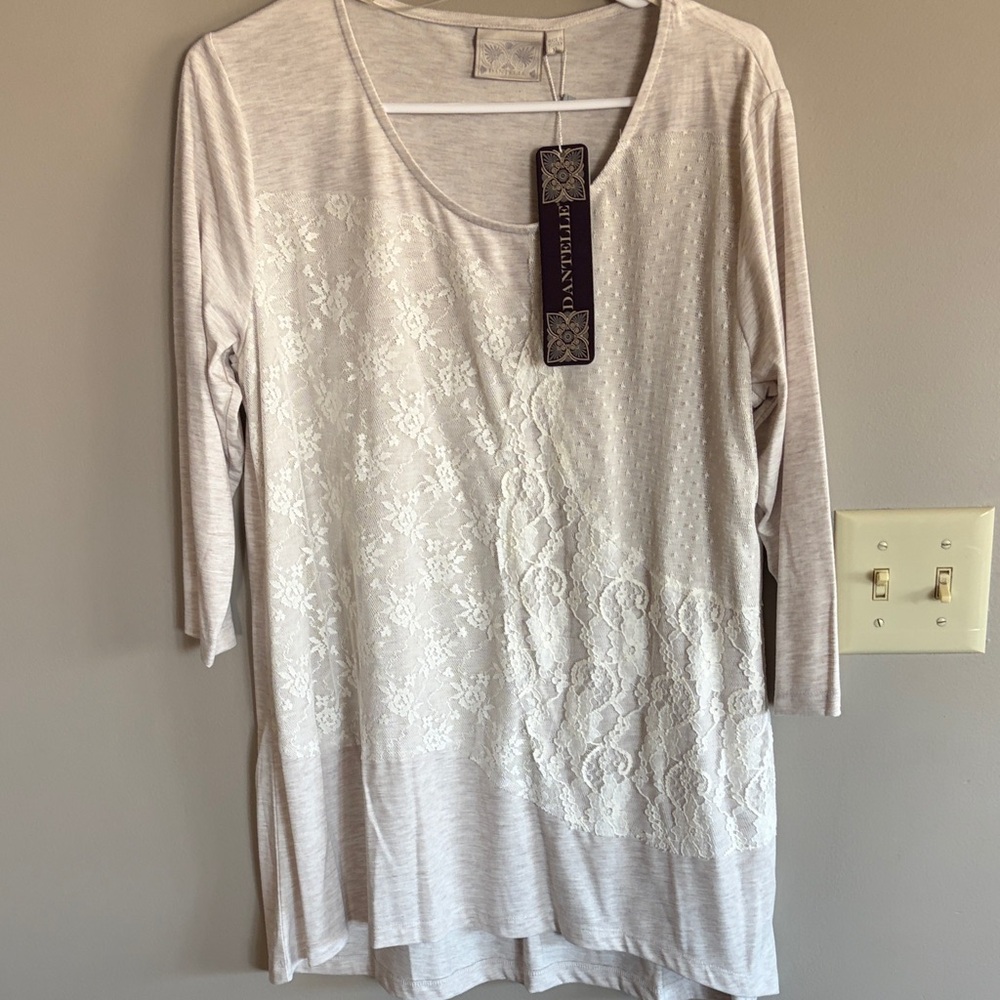 Dantelle Cream Lace-Accent Tunic